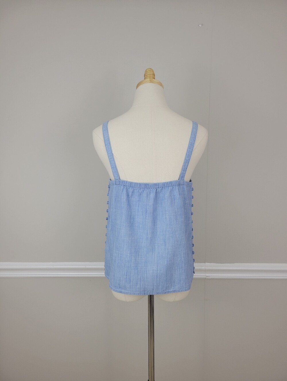 Madewell Indigo Light Blue Square Neck Sleevess Camisole Denim Tank Top - Picture 2 of 5